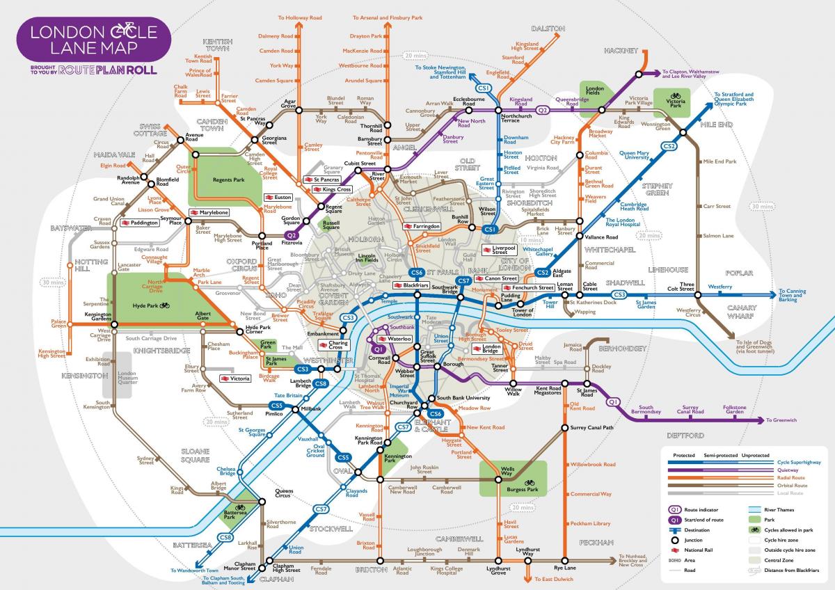 Londyn супермагистрали mapie cyklu