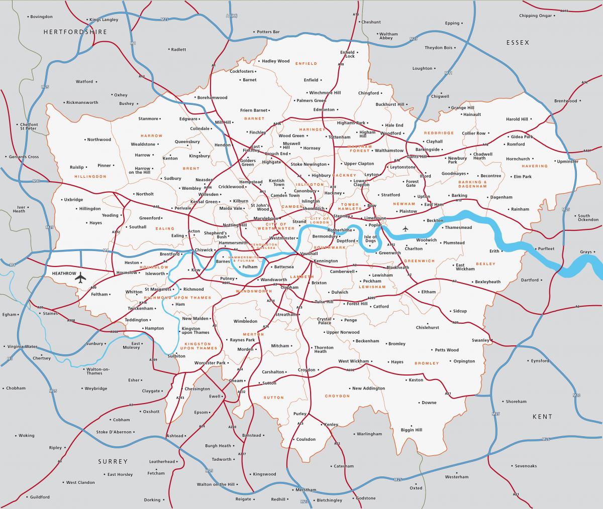 mapa wielkiego Londynu