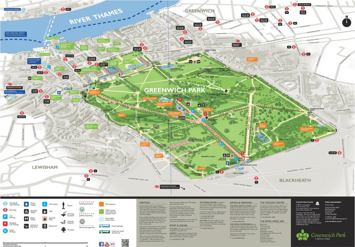 mapa Greenwich park, Londyn