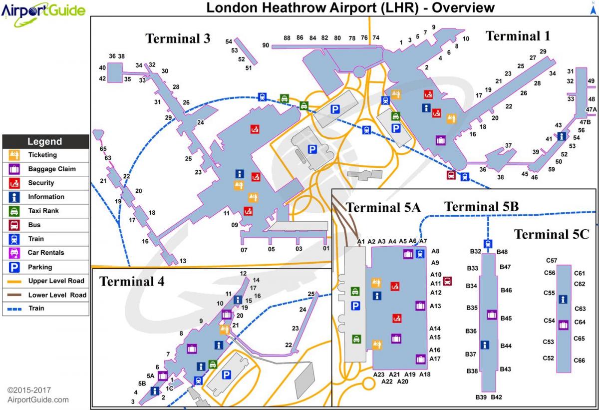 mapa Heathrow terminal