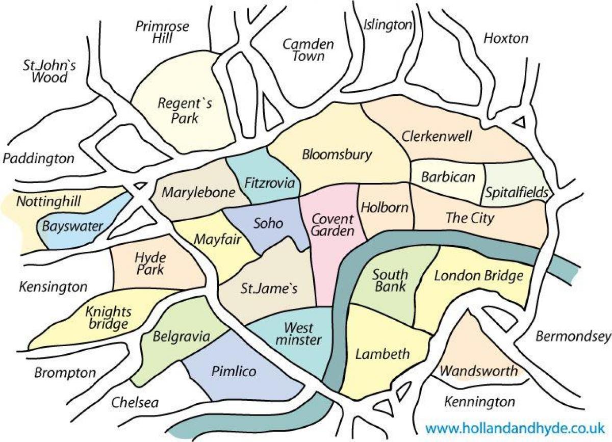 sąsiedztwo mapie Londynu