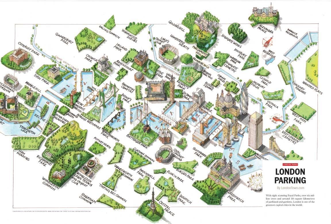 mapa Londynu parki