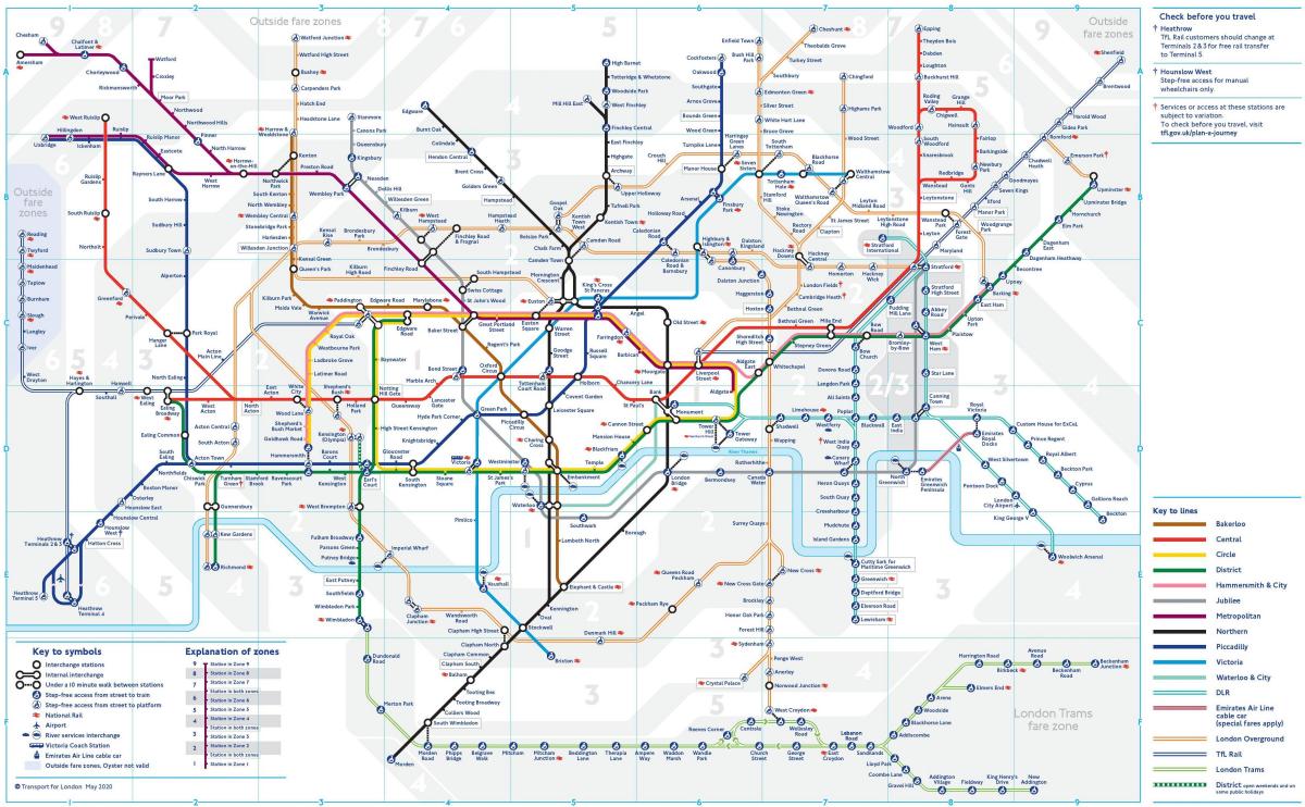 mapa metra w Londynie