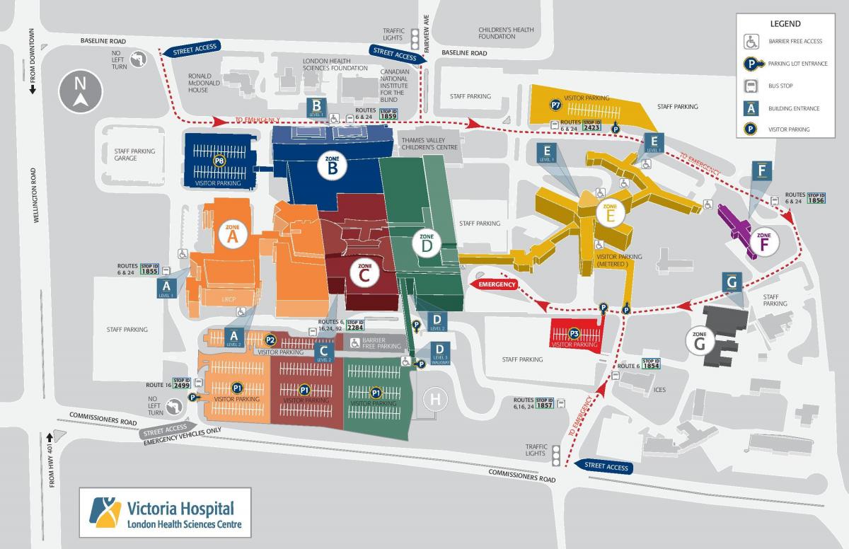 mapa Victoria hospital w Londynie