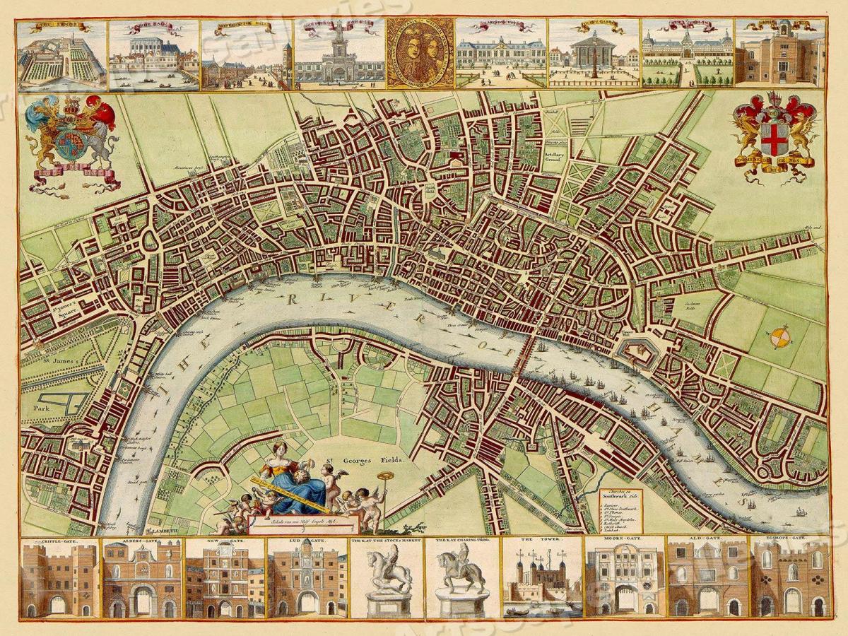 mapa Vintage Londyn