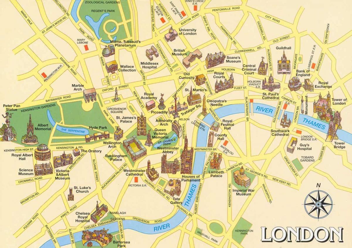 zabytki Londynu mapie