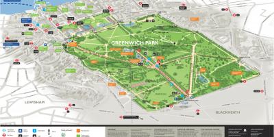Mapa Greenwich park, Londyn