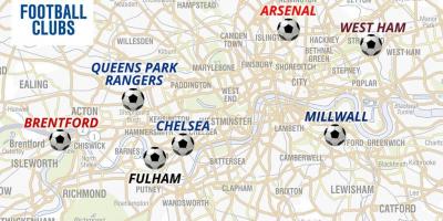 Mapa stadiony piłkarskie w Londynie