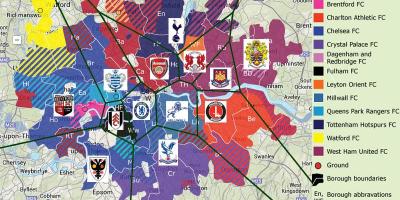 London piłki nożnej drużyn mapie